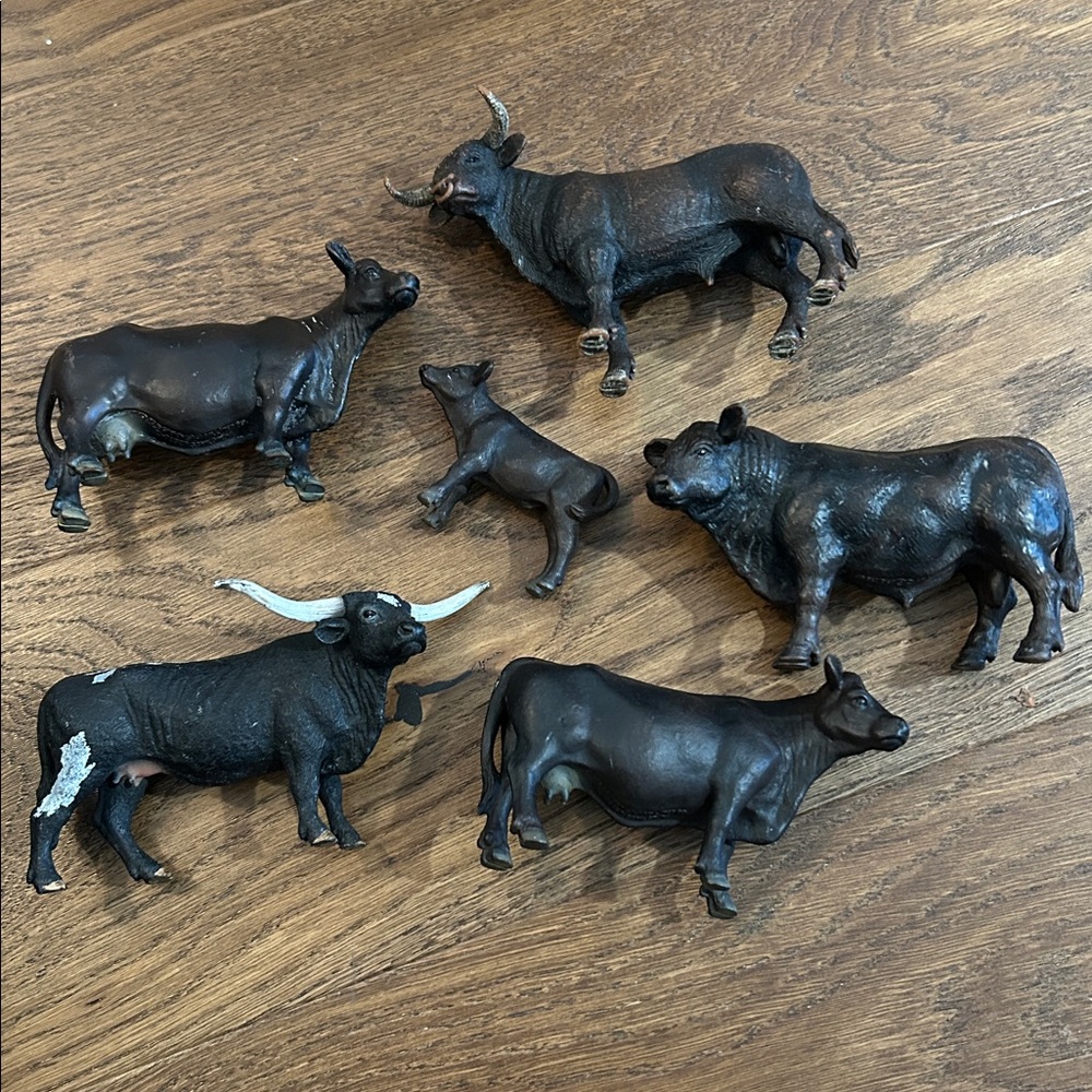 Schleich cow bull longhorn family Farm Animal Toy Set - 6 figures toys